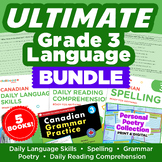 Grade 3 Language Bundle: Spelling, Grammar, Writing, Readi