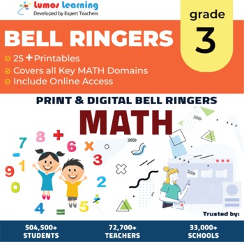 Preview of Grade 3 MATH Bell Ringers - 25+ Printable Bell Ringers - Full Year Bundle