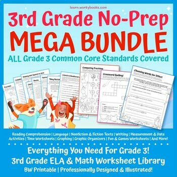 Preview of Grade 3 MEGABUNDLE -- ELA & MATH -- ALL CCSS COVERED