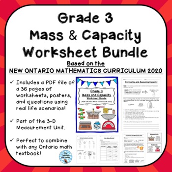 Preview of Grade 3 Mass and Capacity Worksheet Bundle ONTARIO MATHEMATICS CURRICULUM 2020