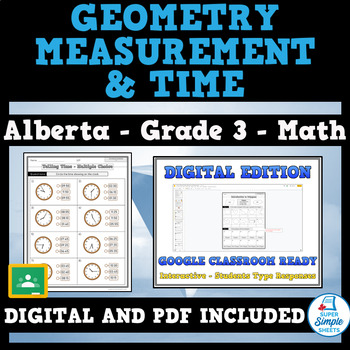 Preview of Grade 3 Math - Alberta - Geometry, Measurement & Time - NEW 2022 Curriculum