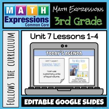Preview of Grade 3 Math Expressions (2018 Common Core Edition) Unit 7: Lessons 1-4
