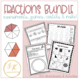 Grade 3 Math | Fractions Unit Bundle | Games, Worksheets, 