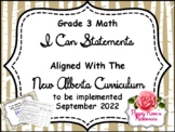 Grade 3 Math  I Can Statements for New Alberta Math Curric