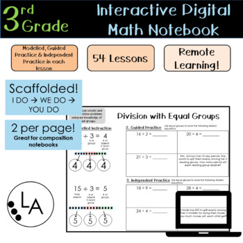 Preview of Grade 3 Math Interactive Digital Notebook - Composition Style