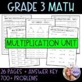 Grade 3 Math - Multiplication Unit Worksheet Packet - 26 Pages Plus Answer Key