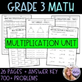 Grade 3 Math - Multiplication Unit Worksheet Packet - 26 P