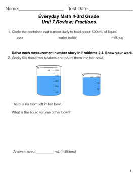 Grade 3 Math Review Study Guide ONLY Adapted from Unit 7 New Everyday