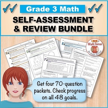 Preview of Grade 3 Math Self-Assessment BUNDLE, Forms A-D | Pretests, Posttests, Tutoring
