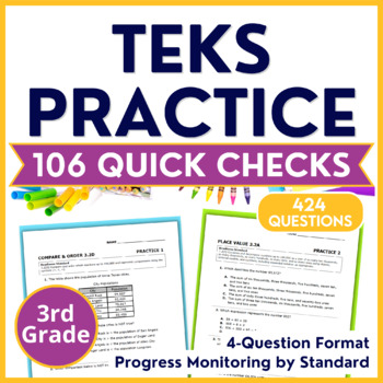 Preview of Grade 3 Math TEKS Practice Bundle - Progress Monitoring by Standard | BTS