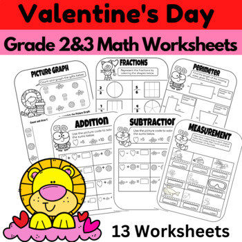 Preview of Grade 3 Mathematics No-Prep Valentine's Day Worksheets -Fun Printable