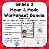Grade 3 Mean & Mode Worksheet Bundle ONTARIO MATHEMATICS C