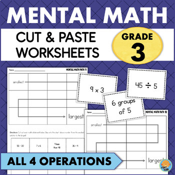 Preview of Grade 3 Mental Math Worksheets - Addition Subtraction Multiplication Division