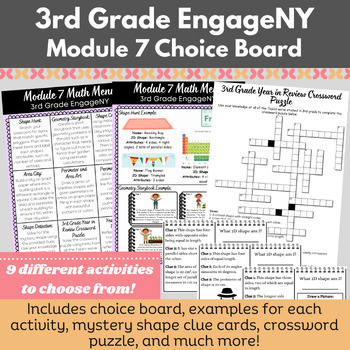 Preview of Grade 3 Module 7: Eureka/EngageNY Choice Board Geometry & Measurement Games