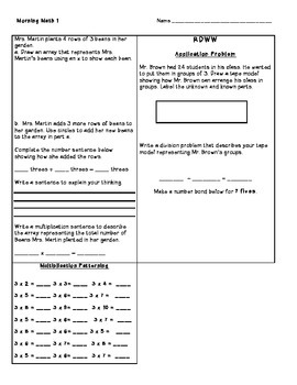 Preview of Grade 3 NY Engage/Eureka Math Module 1 Morning Work/ Assignment Bundle