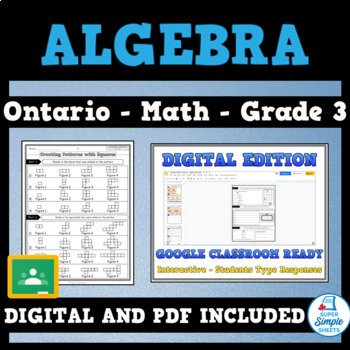 Preview of Grade 3: New Ontario Math Curriculum 2020 - Algebra - GOOGLE AND PDF