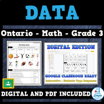 Preview of Grade 3: New Ontario Math Curriculum 2020 - Data - GOOGLE AND PDF