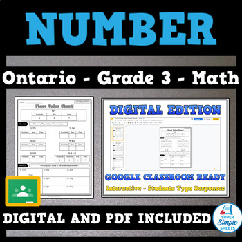 Preview of Grade 3 - New Ontario Math Curriculum 2020 - Number - GOOGLE AND PDF