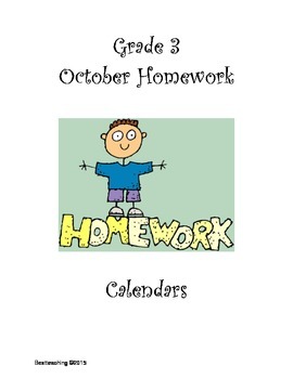 Preview of Grade 3 October Homework Calendar