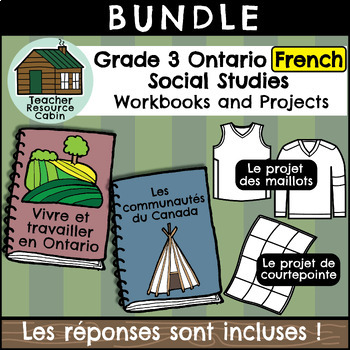 Preview of Grade 3 Ontario FRENCH Social Studies Workbook Bundle