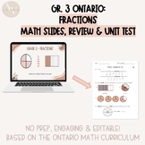 Grade 3 Ontario Fractions - Digital Math Slides, Unit Test