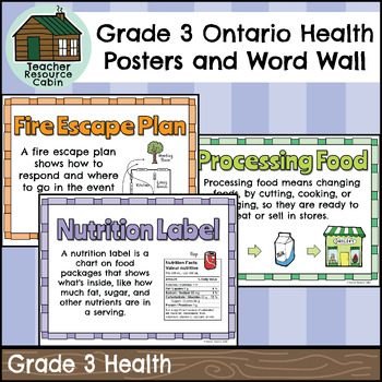 Preview of Grade 3 Ontario Health Word Wall and Posters