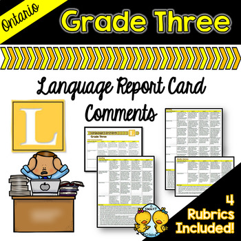 Preview of Grade 3 Ontario Language Report Card Comments