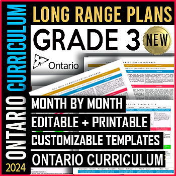Preview of Grade 3 Ontario Long Range Plans EDITABLE | New Social Studies | 2020 Math SALE!