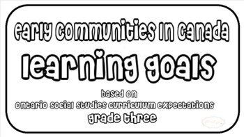 Preview of Grade 3 Ontario Social Studies Early Communities In Canada Learning Goals