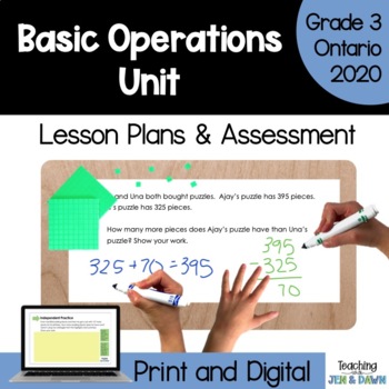 Preview of Grade 3 Add, Subtract, Multiply, Divide Unit - Ontario 2020 - PDF and Slides