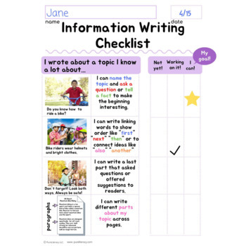 Grade 3 Opinion, Information, Narrative Writing Illustrated Checklist
