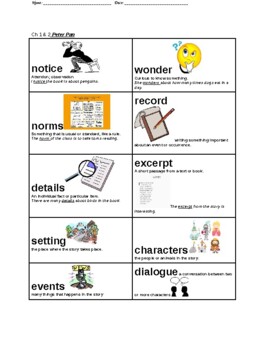 Preview of Grade 3 Peter Pan Chapter 1, 2 Vocabulary