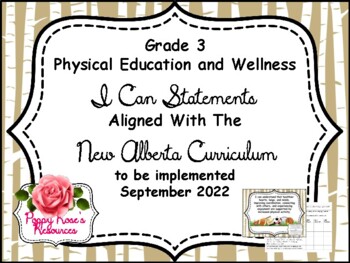 Preview of Grade 3 Physical Education/ Wellness I Can Statements Alberta Curriculum (2022)