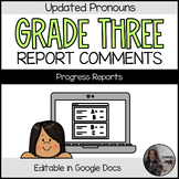 Grade 3 Progress Report Card Comments - TERM 1 - Editable!