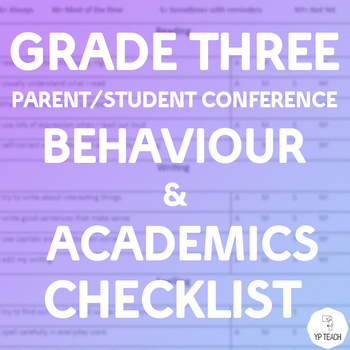 Preview of Grade 3 Reflection Checklist (Parent Teacher Conferences)