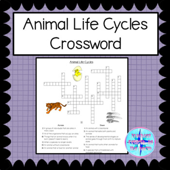 Grade 3 Science Alberta - Animal Life Cycles - Vocabulary Crossword Puzzle
