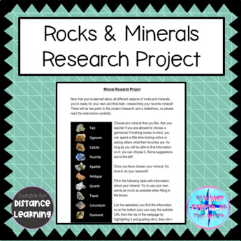 Preview of Grade 3 Science Alberta - Rocks & Minerals - Mineral Research Project