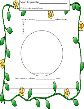 Preview of Grade 3 Science Plants Final Task FRENCH
