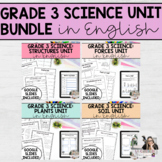 Grade 3 Science Unit Bundle in English | Soil, Structures, Forces and Plants