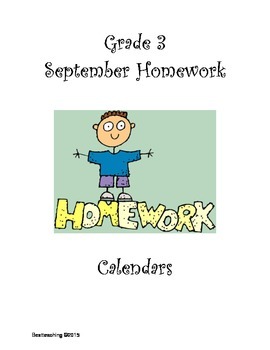Preview of Grade 3 September Homework Calendar