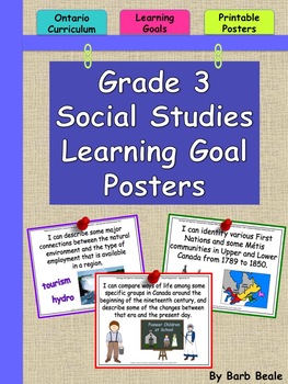Preview of Grade 3 Social Studies Learning Goals Posters - Ontario Curriculum