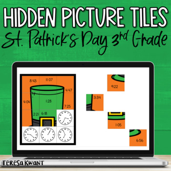 Preview of Grade 3 St. Patrick's Day Digital Math Telling Time & Liquid & Mass Measurement