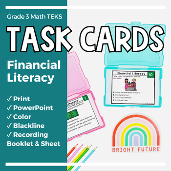 Preview of Grade 3 TEKS STAAR Task Cards Financial Literacy | Digital Resource + Print