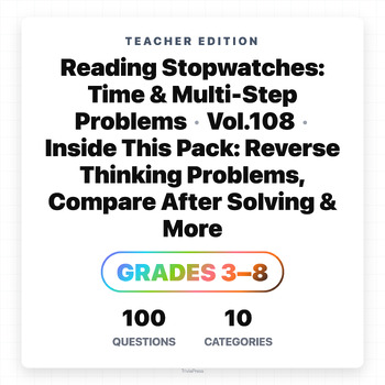 Preview of Grade 3 Time Math: Reverse Thinking Problems Multi Step Reverse Thinking