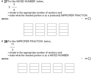 Preview of Grade 4 FRACTIONS UNIT 3: [MIXED/IMPROPER frac] (4 worksheets & 7 quizzes)