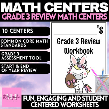 Preview of Grade 3 Whole Year Math Centers Review Common Core Standards