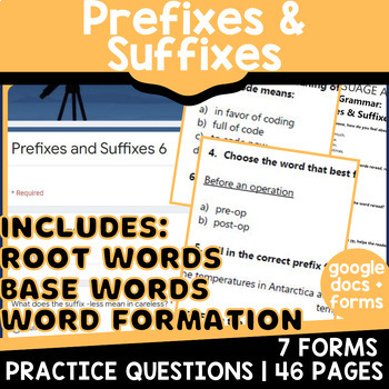 Preview of Grade 3 and 4 Prefixes and Suffixes Grammar Practice Word Formation Root Words