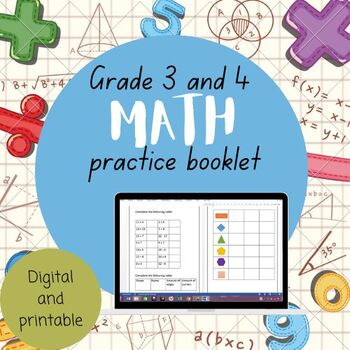 Preview of Grade 3 and 4 math practice booklet.