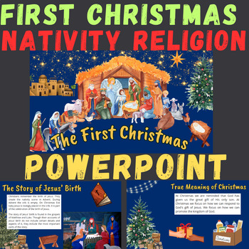 Preview of Grade 3 or 4 or 5  The First Christmas Powerpoint Nativity Jesus Religion
