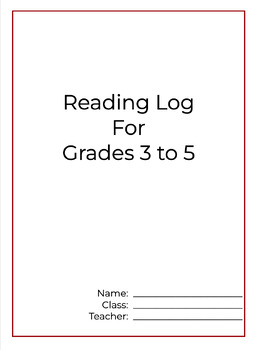 Preview of Grade 3 to 5 Weekly Reading Log